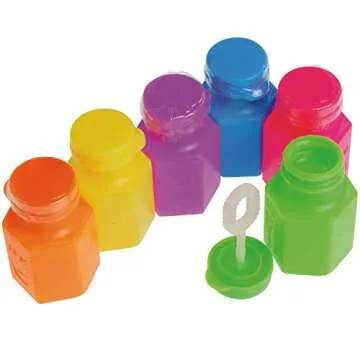 Mini Neon Party Bubbles for Kids - (Pack of 12) Bulk Bubble Wands and Bottles for Blowing Bubbles, Birthday Party Favors, Toy Gift, Outdoor Toys, Carnival prizes, and Goody Bag Stuffers