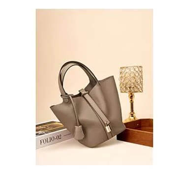 JYDQBAIS Ladies Handbag Female Bucket Bag Vegetable Basket Shoulder Bag Travel Bag Luggage Bag Commuter Bag Student Bag (Grey)