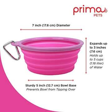 Prima Pet Collapsible Silicone Travel Bowl for Dogs & Cats – Portable On-the-Go Feeder