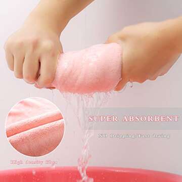 CICK SEED Microfiber Hair Towel, Hair Towel for Women. Anti-Frizz, Super Absorbent, Fast Drying Hair Towel 3 Packs(Pink, Gray, Bright Red) 9.8 Inches By25.6 Inches