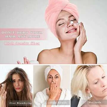 CICK SEED Microfiber Hair Towel, Hair Towel for Women. Anti-Frizz, Super Absorbent, Fast Drying Hair Towel 3 Packs(Pink, Gray, Bright Red) 9.8 Inches By25.6 Inches