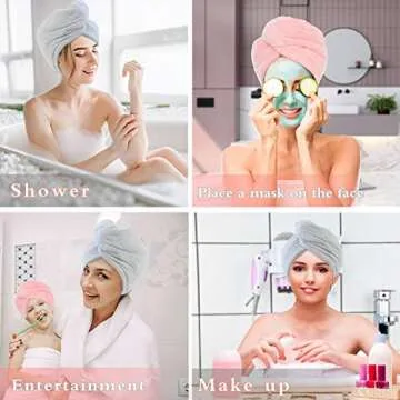 CICK SEED Microfiber Hair Towel, Hair Towel for Women. Anti-Frizz, Super Absorbent, Fast Drying Hair Towel 3 Packs(Pink, Gray, Bright Red) 9.8 Inches By25.6 Inches