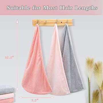 CICK SEED Microfiber Hair Towel, Hair Towel for Women. Anti-Frizz, Super Absorbent, Fast Drying Hair Towel 3 Packs(Pink, Gray, Bright Red) 9.8 Inches By25.6 Inches