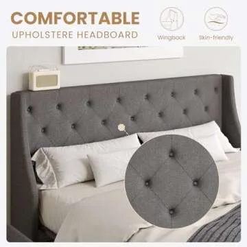 SHA CERLIN King Size Platform Bed with Storage Features