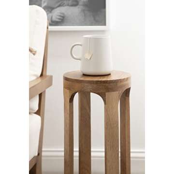 Kate and Laurel Dahl Wooden Round Drink Table, 8 x 23, Natural Brown, Transitional Boho Circle Wood Accent Pedestal Table for Living Room Plant Stand or Small Bedroom Nightstand