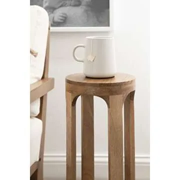 Kate and Laurel Dahl Wooden Round Drink Table, 8 x 23, Natural Brown, Transitional Boho Circle Wood Accent Pedestal Table for Living Room Plant Stand or Small Bedroom Nightstand