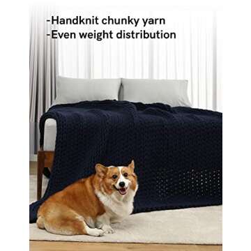 YnM Cotton Weighted Blanket, Handmade Chunky Knitted Design, Soft and Cozy, Temperature Regulating a...