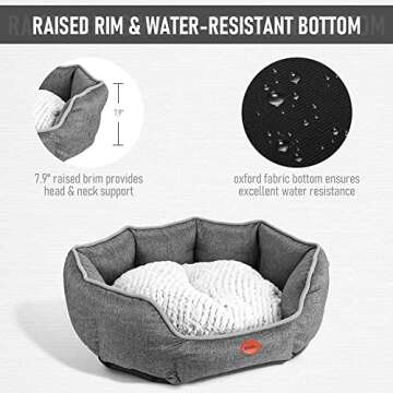 DEKOHM Dog Bed with Removable Plush Cushion, Pet Bed for Small Medium Dogs & Cats, Machine Washable Cozy Cuddler Pet Beds with Water-Resistant Bottom for Puppy Kittens, Available in 3 Sizes (Large)