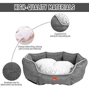 DEKOHM Dog Bed with Removable Plush Cushion, Pet Bed for Small Medium Dogs & Cats, Machine Washable Cozy Cuddler Pet Beds with Water-Resistant Bottom for Puppy Kittens, Available in 3 Sizes (Large)