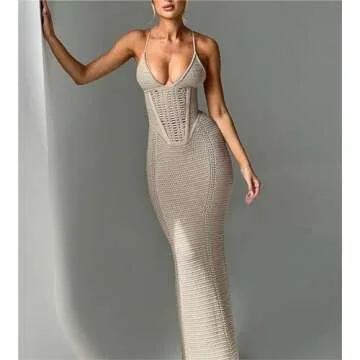 Stylish OCUH Crochet Dress for Women - Flounce Sleeves and Ruffles