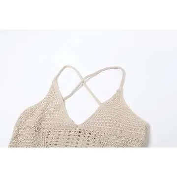 Stylish OCUH Crochet Dress for Women - Flounce Sleeves and Ruffles