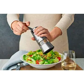 Kuhn Rikon Epicurean Adjustable Ratchet Grinder with Ceramic Mechanism for Salt, Pepper and Spices, 8.5 x 2.75 inches, Stainless Steel