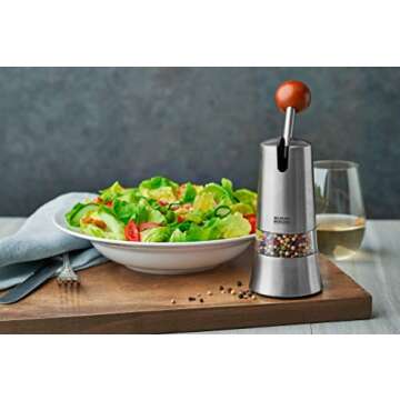 Kuhn Rikon Epicurean Adjustable Ratchet Grinder with Ceramic Mechanism for Salt, Pepper and Spices, 8.5 x 2.75 inches, Stainless Steel