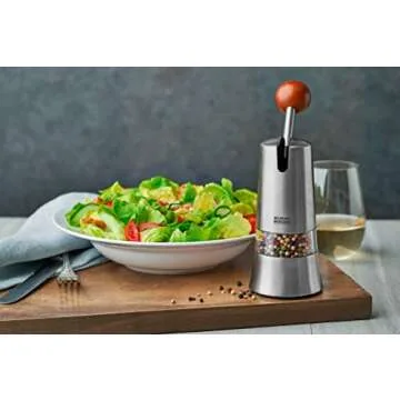 Kuhn Rikon Epicurean Adjustable Ratchet Grinder with Ceramic Mechanism for Salt, Pepper and Spices, 8.5 x 2.75 inches, Stainless Steel