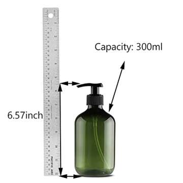 10 oz Pump Bottle Plastic Pump Lotion Dispenser Empty Bottle, Amber and Green 6 Pack, for Shampoo Lotion Body Wash.