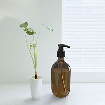 10 oz Pump Bottle Plastic Pump Lotion Dispenser Empty Bottle, Amber and Green 6 Pack, for Shampoo Lotion Body Wash.