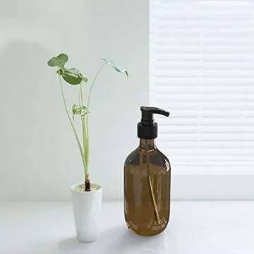 10 oz Pump Bottle Plastic Pump Lotion Dispenser Empty Bottle, Amber and Green 6 Pack, for Shampoo Lotion Body Wash.