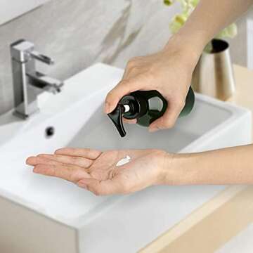 10 oz Pump Bottle Plastic Pump Lotion Dispenser Empty Bottle, Amber and Green 6 Pack, for Shampoo Lotion Body Wash.