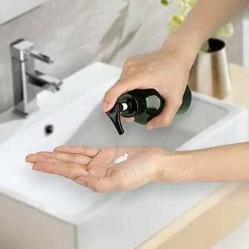 10 oz Pump Bottle Plastic Pump Lotion Dispenser Empty Bottle, Amber and Green 6 Pack, for Shampoo Lotion Body Wash.