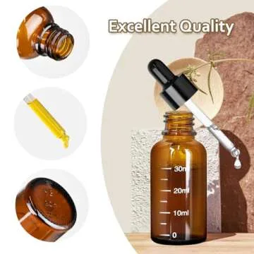 4Pcs Glass Tincture Bottles with Dropper - 0.5oz, 15ML, Thick Amber, Leakproof, Essential Oils Bottl...