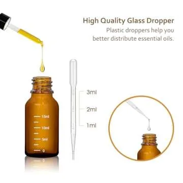 Amber Glass Tincture Bottles with Dropper - 4 Pack 0.5oz