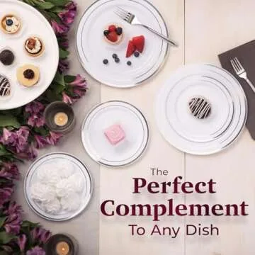 Elegant Aya's 60 Silver Rimmed Plates for Parties