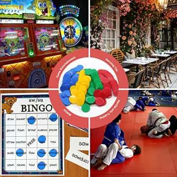 HAKITAROOM Set of 100 Opaque Plastic Learning Counters Mini Poker Chips Game Tokens with Storage Box (Red+Yellow+RoyalBlue+Green, 1.58 Inch)