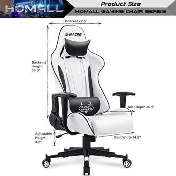 Homall Gaming Chair with Lumbar Support and Footrest