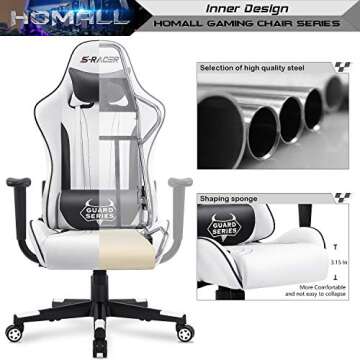 Homall Gaming Chair with Lumbar Support and Footrest