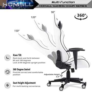 Homall Gaming Chair with Lumbar Support and Footrest