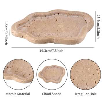 Jewelry Dish Trinket Tray for Women,Cloud Shape Travertine Tray, Ring Dish Holder,Earring Necklace D...