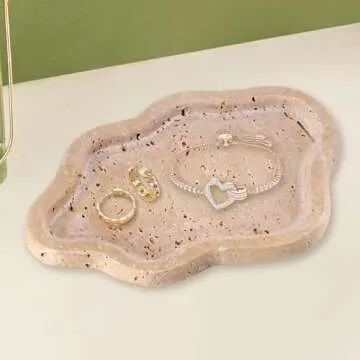Jewelry Dish Trinket Tray for Women,Cloud Shape Travertine Tray, Ring Dish Holder,Earring Necklace Dish Tray,Mother's Day, Christmas, Thanksgiving, Birthday Gift for Women, Aesthetic Home Decor