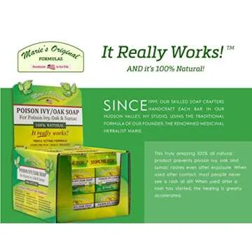 Marie Originals Poison Ivy Soap Bar | All Natural Poison Ivy Treatment | Anti-Itch Skin Cleanser Bar Wash for Poison Ivy, Poison Oak & Sumac | Soothes & Relieves Rashes | 2.9 Ounces