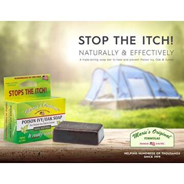 Marie Originals Poison Ivy Soap Bar | All Natural Poison Ivy Treatment | Anti-Itch Skin Cleanser Bar Wash for Poison Ivy, Poison Oak & Sumac | Soothes & Relieves Rashes | 2.9 Ounces