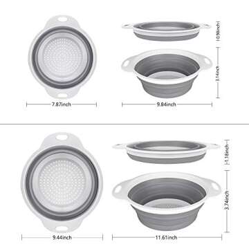 QiMH Collapsible Colander and Strainer Set - Space-Saving Kitchen Design for Effortless Cooking