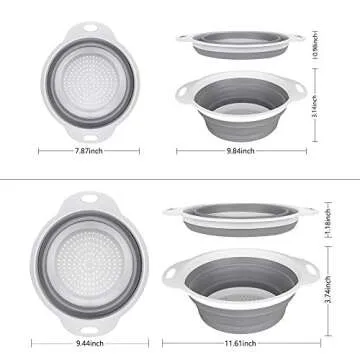 QiMH Collapsible Colander and Strainer Set - Space-Saving Kitchen Design for Effortless Cooking