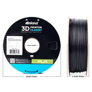 INLAND PLA 3D Printer Filament - 3D Printing PLA Filament 1.75mm, Dimensional Accuracy +/- 0.03mm - 1kg Cardboard Spool (2.2 lbs)