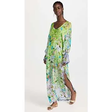 Hemant and Nandita Women's Laya Caftan with Printed Slip, Ombre, XXL