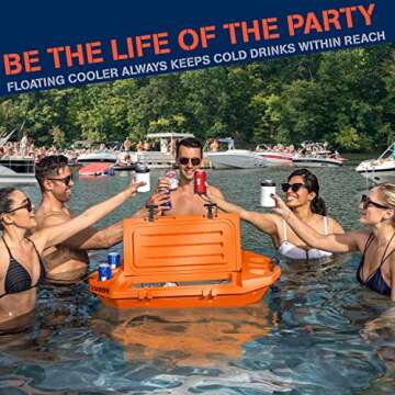 CUDDY Floating Cooler and Dry Storage Vessel for Land & Water – 40QT– Great for River, Beach, Kayak, Pool, & Lake - Orange