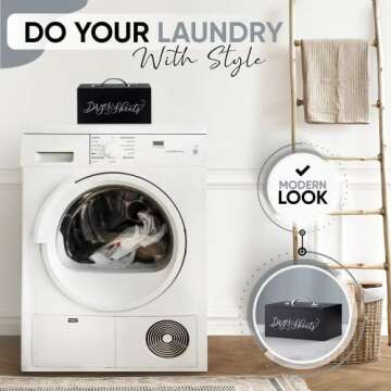 Dryer Sheet Container with Lid for Laundry Room Organization – Wooden Dryer Sheets Holder – Farmhouse Laundry Room Decor – Cute Modern Laundry Room Organization and Storage (Stylish Black)