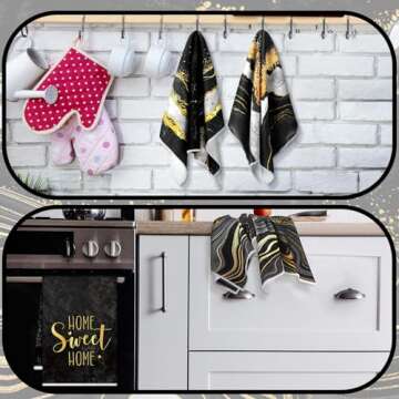 Geyoga Marble Kitchen Towels - Stylish & Absorbent Set