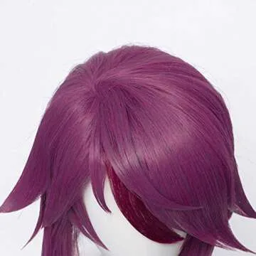 SL Purple Wig for Rosaria Cosplay Wig Women Anime Curly Spiky Hair Wigs with Bangs + Cap