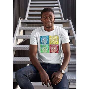 Ripple Junction Rick and Morty Rick Pop Art Adult T-Shirt Large White