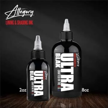 Allegory Tattoo Ink – Ultra Blak, Premium Black Tattoo Ink, Perfect for Lining and Shading, Smooth, Consistent Pigment, Vegan Friendly Tattoo Color, Organic Ink, Crafted in The USA (2 oz)