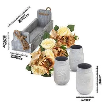 GBtroo Mason Jar Centerpiece – Handmade Table Decoration for Farmhouse Kitchen and Shabby Chic Rus...