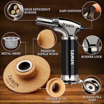 TAIGIN Cocktail Smoker Kit with Torch & 4 Wood Chips