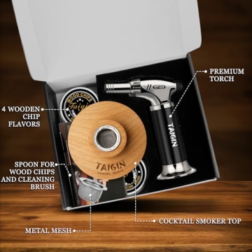 TAIGIN Cocktail Smoker Kit with Torch & 4 Wood Chips