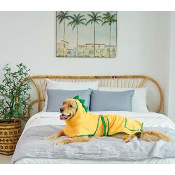 Cuddlesphere Premium Super Absorbent Microfiber Dog Bath Towel with Drying Gloves - Quick Drying Dog...