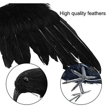 6 Pieces Halloween Black Crows Feathered Crows Realistic Looking Halloween Handmade Feathered Crow for Halloween Indoor Outdoors Ravens Birds Decoration, 3 Styles