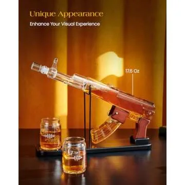 Christmas Gifts for Men Dad, Kollea Whiskey Decanter Set for Men - Gun Decanter, Detachable Magazine & 2 Bullet Shot Glasses, Liquor Dispenser for Bar, Cool Anniversary Birthday Military Present Ideas